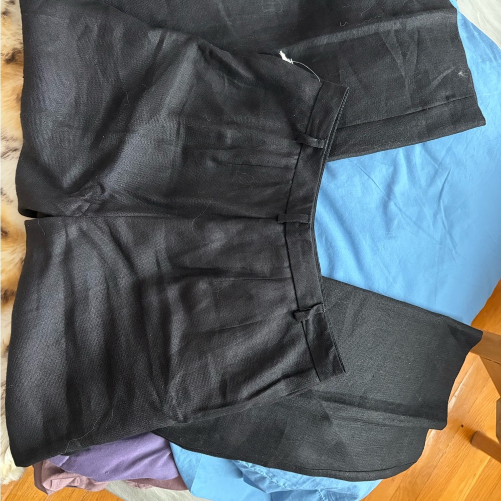 Talbots Black Linen Wide Leg Pants - Picture 3 of 4
